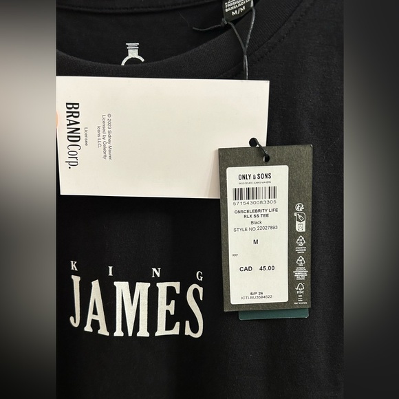 Only & Sons CelebrityIcons Lebron James “King James” Men’s Black T-shirt Sz M - Picture 6 of 12